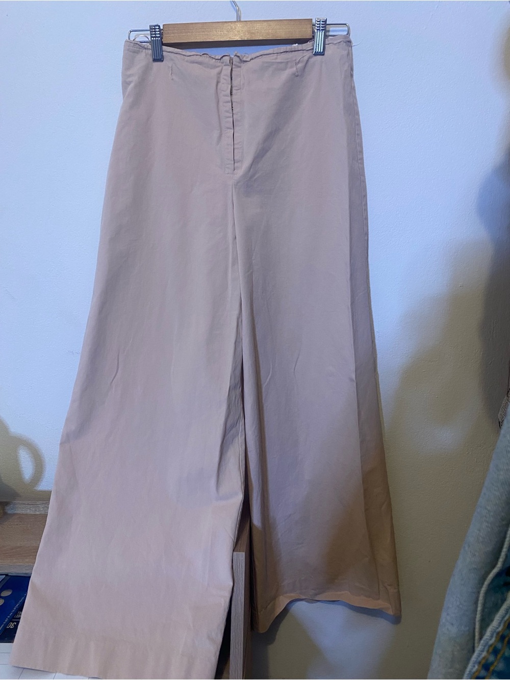 Zara Wide Leg Trousers in Light Beige